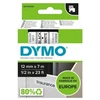 Dymo D1 juosta – 12mm x 7m juoda/balta