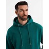 Džemperis su gobtuvu ir kišenėmis unisex tamsiai žalios spalvos