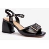 Elegantiški lakuoti sandalai su kulno dekoracija Juodas D&amp;A MR38-202