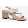 Elegantiški moteriški sandalai su smėlio spalvos smailianosiu kulnu D&amp;A MR38-549