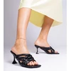 Elegantiškos juodos aukštakulnės šlepetės