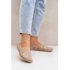 Elegantiškos moteriškos zomšinės espadrilės su gėlėmis, smėlio spalvos