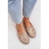 Elegantiškos moteriškos zomšinės espadrilės su gėlėmis, smėlio spalvos