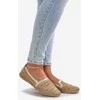 Elegantiškos odinės espadrilės su pynimu smėlio-aukso spalvos