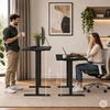 Elektrinis stalas 140x60 cm, reguliuojamo aukščio 72-118 cm, juodas, ModernHome
