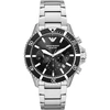 „Emporio Armani AR11360“ vyriškas nardymo stiliaus sidabrinis ir juodas laikrodis