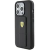 Ferrari FEHCP15LGSPSIK Apple iPhone 15 Pro6.1″ juodos spalvos kietas dėklas Grip Stand Metal Logo