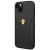 Ferrari FEHCP14MRBUK iPhone 14 Plus 6,7 juodos/juodos spalvos deklas Odiniai šonai su įspaudais