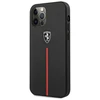 Ferrari FEOMSHCP12LBK Apple iPhone 12 Pro Max dėklas telefonui juodos spalvos Off Track Leather Nylon Stripe