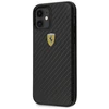 Ferrari FERCAHCP12SBK Apple iPhone 12 mini 5,4″ juodos spalvos kietas dėklas On Track Real Carbon