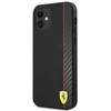Ferrari FESAXHCP12SBK Apple iPhone 12 mini 5,4″ juodos spalvos kietas dėklas On Track Carbon Stripe