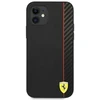 Ferrari FESAXHCP12SBK Apple iPhone 12 mini 5,4″ juodos spalvos kietas dėklas On Track Carbon Stripe