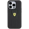 Ferrari FEHCP15XGSPSIK Apple iPhone 15 Pro Max 6.7″ juodos spalvos kietas dėklas Grip Stand Metal Logo
