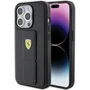 Ferrari FEHCP15XGSPSIK Apple iPhone 15 Pro Max 6.7″ juodos spalvos kietas dėklas Grip Stand Metal Logo