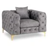 Sofa SORRENTO 1S poilsio fotelis, pilkas aksomas, modernus žavesys