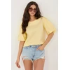 Geltona palaidinė su trumpomis pūstomis rankovėmis Italy Moda