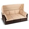 Grandininis pjūklas CALIENTE sodo baldų komplektas: modulinė sofa, 2 foteliai, terasos stalas, ruda/smėlio spalvos, modernus technoratanas