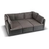 Grandininis pjūklas CALIENTE sodo baldų komplektas: modulinė sofa, 2 foteliai, terasos stalas, juoda/ruda, modernus technoratanas
