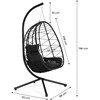 „Cocoon“ pakabinama kėdė, laisvai stovinti, supamoji sodo kėdė, iki 120 kg, pagalvėlės, juodos, „MultiGarden“