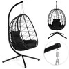 „Cocoon“ pakabinama kėdė, laisvai stovinti, supamoji sodo kėdė, iki 120 kg, pagalvėlės, juodos, „MultiGarden“