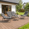 Grandininis pjūklas MEGARA sodo baldų komplektas, pilka sofa, 2 foteliai, modernus terasos stalas