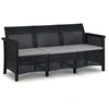 Grandininis pjūklas SAVIO sodo baldų komplektas, juoda sofa, 2 foteliai, terasos stalas, modernus technoratanas