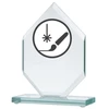 Graviruotas stiklinis trofėjus su dažų užpildu