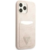 Guess GUHCP13LP4TPP Apple iPhone 13 Pro / 13 6,1″ rožinės spalvos kietas dėklas 4G Triangle Logo Cardslot