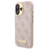 Guess GUHMP16SU4GPRP Apple iPhone 16 6.1″ rožinės spalvos kietas dėklas 4G Logo Plate MagSafe