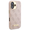 Guess GUHMP16SU4GPRP Apple iPhone 16 6.1″ rožinės spalvos kietas dėklas 4G Logo Plate MagSafe