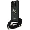 Dėklas Guess PU 4G Metal Logo Crossbody Strap dėkals tavo Apple iPhone 16 Pro Max juodos spalvos