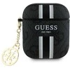Guess GUA2P4RPSK AirPods 1/2 dėklas juodos spalvos 4G Printed Stripes Charm