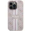 Guess GUHMP15LP4RPSP Apple iPhone 15 Pro 6.1″ rožinės spalvos kietas dėklas 4G Printed Stripes MagSafe