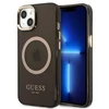 Guess GUHMP13MHTCMK Apple iPhone 13 / 14 / 15 6.1″ juodos spalvos kietas dėklas Gold Outline Translucent MagSafe