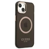 Guess GUHMP13MHTCMK Apple iPhone 13 / 14 / 15 6.1″ juodos spalvos kietas dėklas Gold Outline Translucent MagSafe