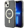 Guess GUHMP14SHCMCGK Apple iPhone 14 / 15 / 13 6.1″ juodos spalvos kietas dėklas Glitter Gold MagSafe