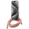 Guess GUHMP16XHCTSGNSP Apple iPhone 16 Pro Max 6.9″ rožinės spalvos kietas dėklas Crossbody Cord Script MagSafe