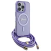Guess GUHMP16XHCTSGNSU Apple iPhone 16 Pro Max 6.9″ violetinės spalvos kietas dėklas Crossbody Cord Script MagSaf