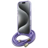 Guess GUHMP16SHCTSGNSU Apple iPhone 16 6.1″ violetinės spalvos kietas dėklas Crossbody Cord Script MagSafe