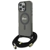 Guess GUHMP16XHCTSGNSK Apple iPhone 16 Pro Max 6.9″ juodos spalvos kietas dėklas Crossbody Cord Script MagSafe