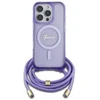 Guess GUHMP16LHCTSGNSU Apple iPhone 16 Pro 6.3″ violetinės spalvos kietas dėklas Crossbody Cord Script MagSafe