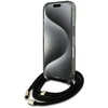Guess GUHMP16SHCTSGNSK Apple iPhone 16 6.1″ juodos spalvos kietas dėklas Crossbody Cord Script MagSafe