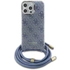 Guess GUHCP16XHC4SEB Apple iPhone 16 Pro Max 6.9″ mėlynas kietas dėklas Crossbody Cord 4G Print