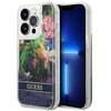 Guess GUHCP14XLFLSB Apple iPhone 14 Pro Max 6,7″ mėlynas kietas dėklas Flower Liquid Glitter