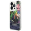 Guess GUHCP14XLFLSB Apple iPhone 14 Pro Max 6,7″ mėlynas kietas dėklas Flower Liquid Glitter