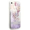 „Guess“ dėklas su skystais blizgučiais ir gėlių raštais, skirtas iPhone SE 2022 / SE 2020 / 7 / 8 - violetinė