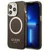 Dėklas Guess Gold Outline Translucent MagSafe saugiklis iPhone 13 Pro Max - juodos spalvos