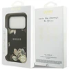 Guess Grained Flowers Classic Logo MagSafe dėklas skirtas Apple iPhone 17 Pro juodos spalvos