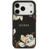 Guess Grained Flowers Classic Logo MagSafe dėklas skirtas Apple iPhone 17 Pro juodos spalvos