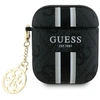 Guess GUA2P4RPSK AirPods 1/2 dėklas juodos spalvos 4G Printed Stripes Charm